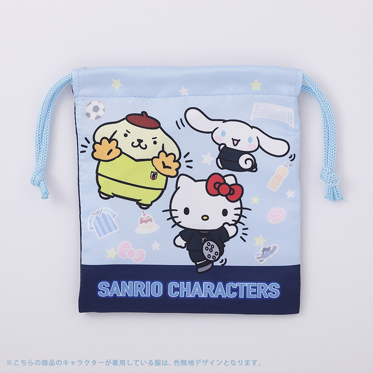 SCミニプリント巾着 サッカー日本代表Ver. (ポムポムプリン、キティ、シナモロール)