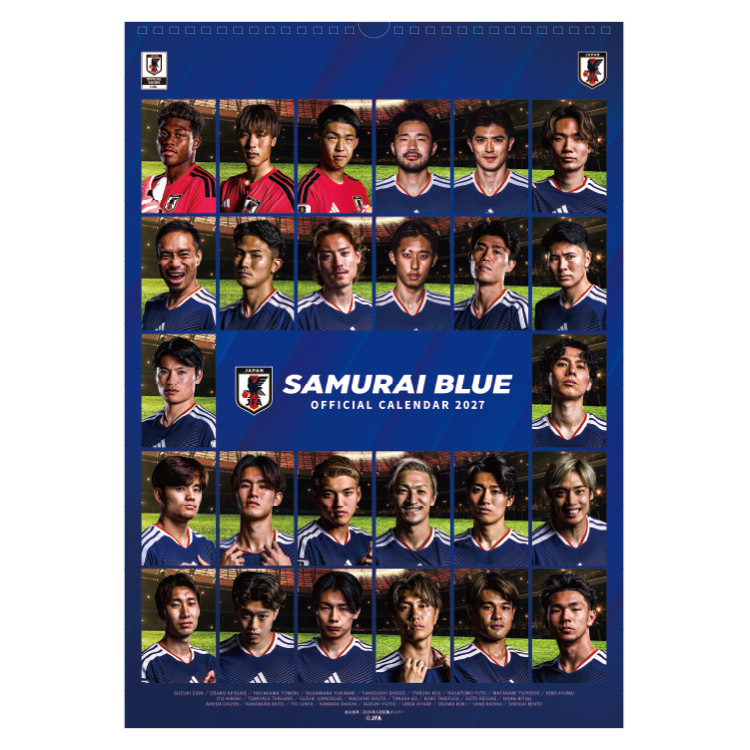 【受注商品】2027年 サッカー日本代表カレンダー SAMURAI BLUE 壁掛けタイプ(2026年12月上旬頃より順次発送予定)